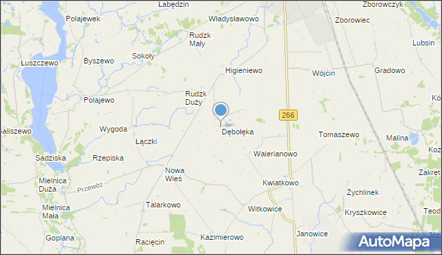 mapa Dębołęka, Dębołęka gmina Piotrków Kujawski na mapie Targeo